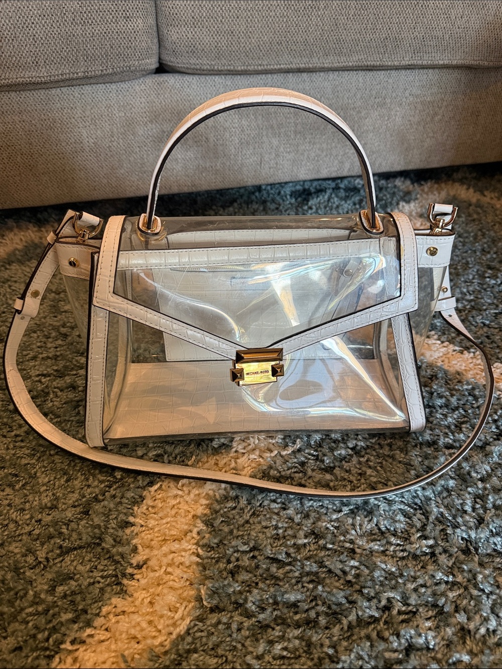 Michael Kors Large Whitney Clear with White Accent Purse